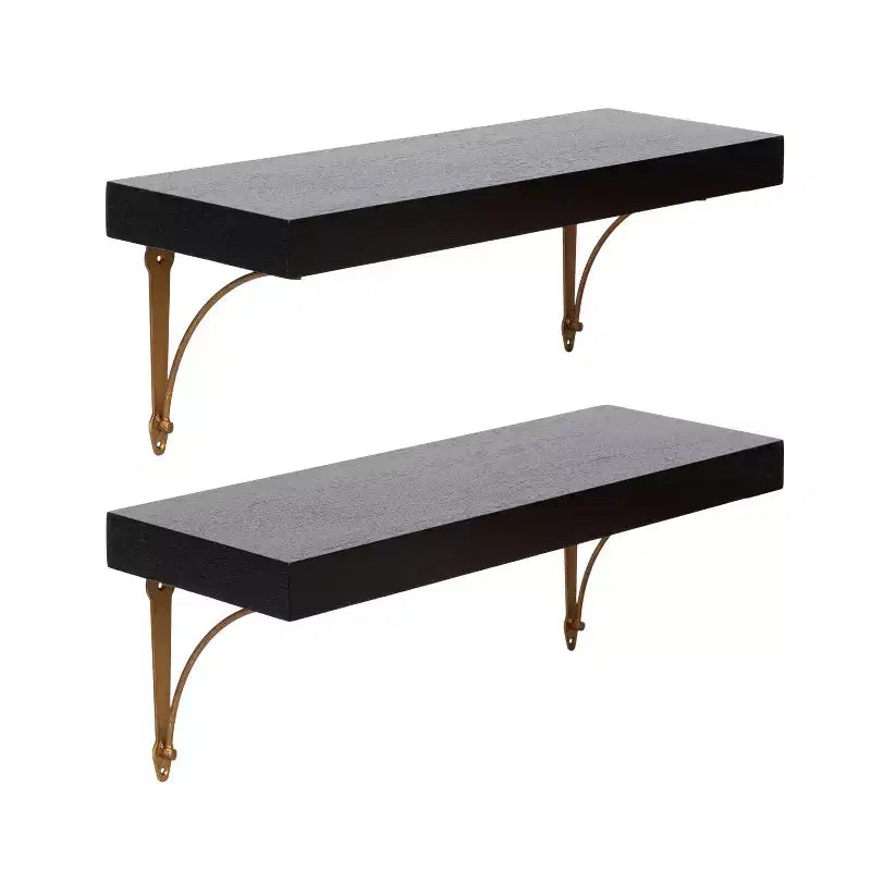 Kate and Laurel Hatley Floating Shelf Set, Black, 2pc 24 inch