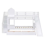 Bellemave Letto a castello singolo a forma di castello con 2 cassetti, 3 ripiani e scivolo, letto a soppalco principessa per bambini, ragazzi, ragazze