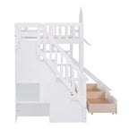 Bellemave Letto a castello singolo a forma di castello con 2 cassetti, 3 ripiani e scivolo, letto a soppalco principessa per bambini, ragazzi, ragazze