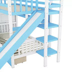 Bellemave Letto a castello singolo a forma di castello con 2 cassetti, 3 ripiani e scivolo, letto a soppalco principessa per bambini, ragazzi, ragazze