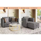 Set Sezionale Modulare 2 Pezzi, Divanetto Trasformabile in Letto da 52 pollici, Connettori Click Senza Utensili, 136 kg/Modulo, Ottomana Inclusa, Velluto a Coste, Grigio Scuro