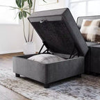 Set Sezionale Modulare 2 Pezzi, Divanetto Trasformabile in Letto da 52 pollici, Connettori Click Senza Utensili, 136 kg/Modulo, Ottomana Inclusa, Velluto a Coste, Grigio Scuro
