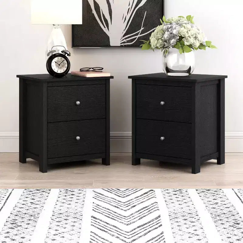 Galano 2-Drawer Nightstands Set of 2 with Storage 18.7 W  15.7 D  21.8 H