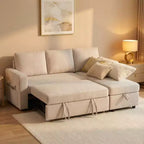 Dyonery 81 Pull Out Sofa Bed with Storage Chaise, Convertible L-Shaped Sectional Couch with USB Charging Ports