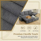 Divano letto estraibile Dyonery 81 con chaise longue contenitore, divano componibile a L convertibile con porte di ricarica USB