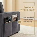 Divano letto estraibile Dyonery 81 con chaise longue contenitore, divano componibile a L convertibile con porte di ricarica USB