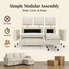 Divano letto estraibile Dyonery 81 con chaise longue contenitore, divano componibile a L convertibile con porte di ricarica USB