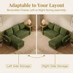 Divano letto estraibile Dyonery 81 con chaise longue contenitore, divano componibile a L convertibile con porte di ricarica USB