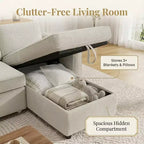 Divano letto estraibile Dyonery 81 con chaise longue contenitore, divano componibile a L convertibile con porte di ricarica USB