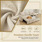 Divano letto estraibile Dyonery 81 con chaise longue contenitore, divano componibile a L convertibile con porte di ricarica USB