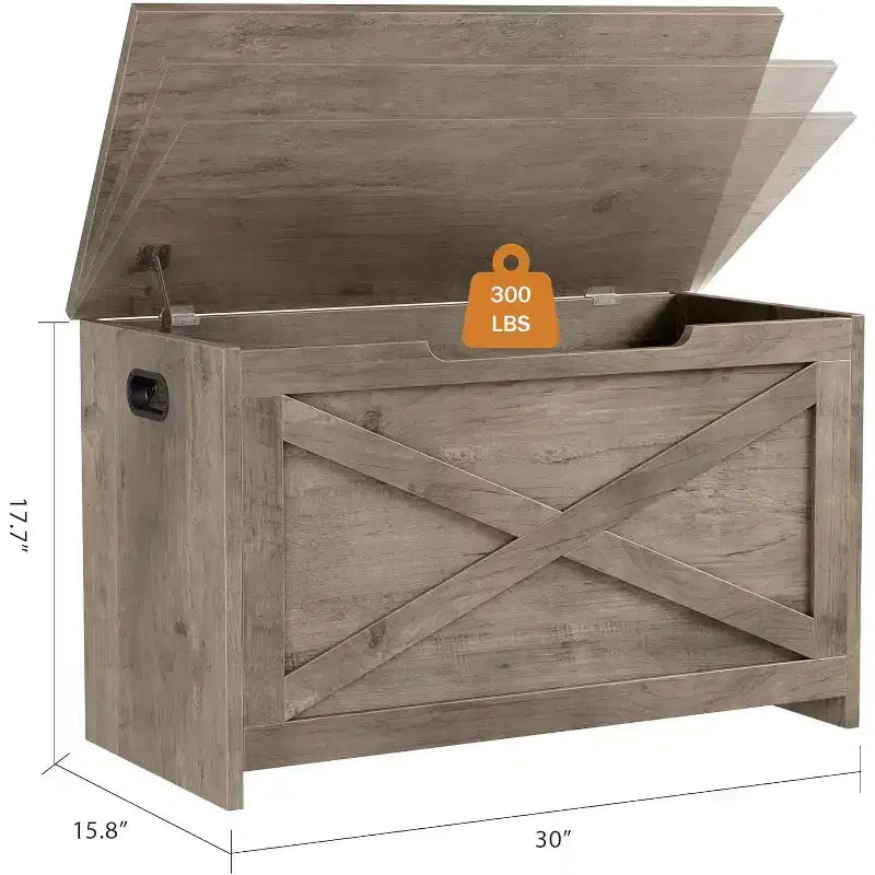 Panca contenitore in legno da 30 pollici con cerniera di sicurezza, ampio baule per scarpe, facile da montare, versatile per ingresso, soggiorno e camera da letto