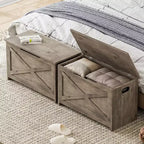Panca contenitore in legno da 30 pollici con cerniera di sicurezza, ampio baule per scarpe, facile da montare, versatile per ingresso, soggiorno e camera da letto