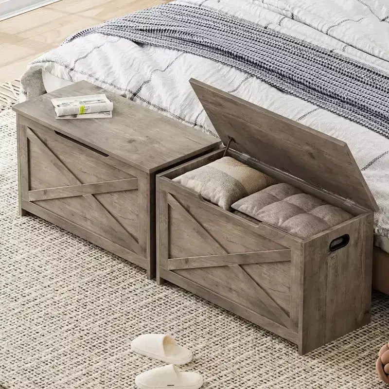 Panca contenitore in legno da 30 pollici con cerniera di sicurezza, ampio baule per scarpe, facile da montare, versatile per ingresso, soggiorno e camera da letto