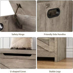 Panca contenitore in legno da 30 pollici con cerniera di sicurezza, ampio baule per scarpe, facile da montare, versatile per ingresso, soggiorno e camera da letto