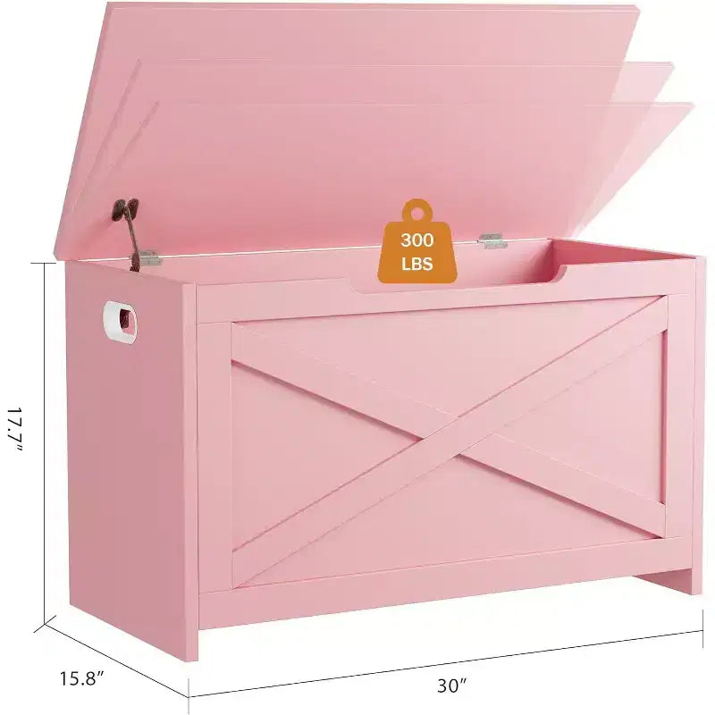 Panca contenitore in legno da 30 pollici con cerniera di sicurezza, ampio baule per scarpe, facile da montare, versatile per ingresso, soggiorno e camera da letto