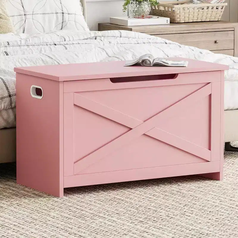 Panca contenitore in legno da 30 pollici con cerniera di sicurezza, ampio baule per scarpe, facile da montare, versatile per ingresso, soggiorno e camera da letto
