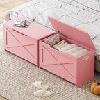 Panca contenitore in legno da 30 pollici con cerniera di sicurezza, ampio baule per scarpe, facile da montare, versatile per ingresso, soggiorno e camera da letto