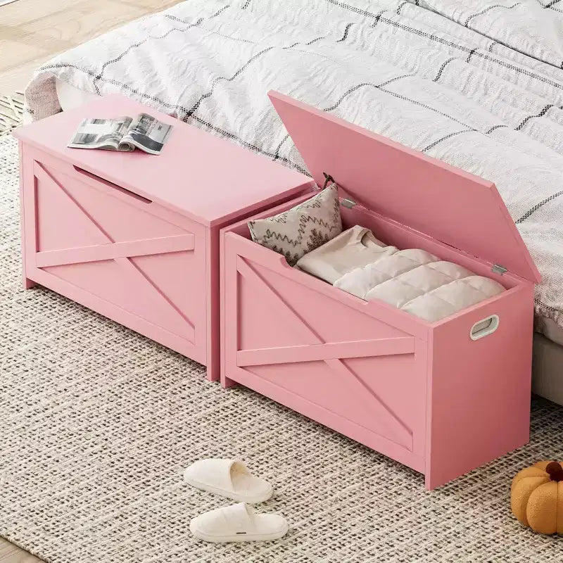 Panca contenitore in legno da 30 pollici con cerniera di sicurezza, ampio baule per scarpe, facile da montare, versatile per ingresso, soggiorno e camera da letto