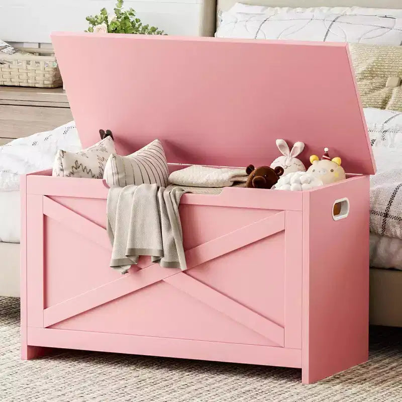 Panca contenitore in legno da 30 pollici con cerniera di sicurezza, ampio baule per scarpe, facile da montare, versatile per ingresso, soggiorno e camera da letto
