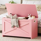 Panca contenitore in legno da 30 pollici con cerniera di sicurezza, ampio baule per scarpe, facile da montare, versatile per ingresso, soggiorno e camera da letto