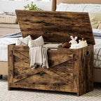 Panca contenitore in legno da 30 pollici con cerniera di sicurezza, ampio baule per scarpe, facile da montare, versatile per ingresso, soggiorno e camera da letto