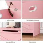 Panca contenitore in legno da 30 pollici con cerniera di sicurezza, ampio baule per scarpe, facile da montare, versatile per ingresso, soggiorno e camera da letto