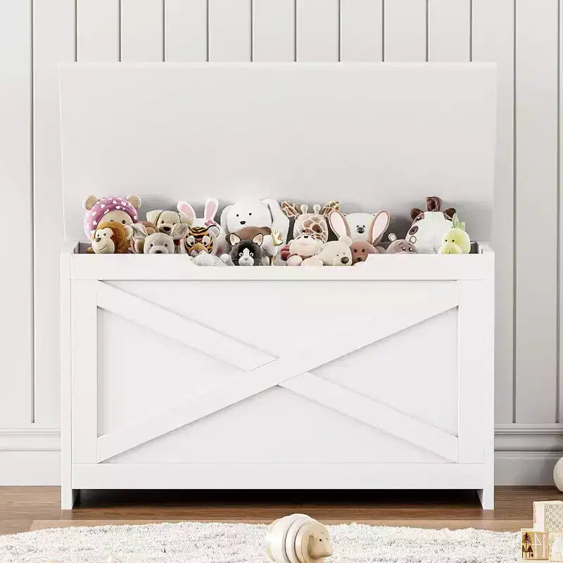 Panca contenitore in legno da 30 pollici con cerniera di sicurezza, ampio baule per scarpe, facile da montare, versatile per ingresso, soggiorno e camera da letto