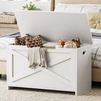Panca contenitore in legno da 30 pollici con cerniera di sicurezza, ampio baule per scarpe, facile da montare, versatile per ingresso, soggiorno e camera da letto