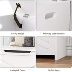 Panca contenitore in legno da 30 pollici con cerniera di sicurezza, ampio baule per scarpe, facile da montare, versatile per ingresso, soggiorno e camera da letto