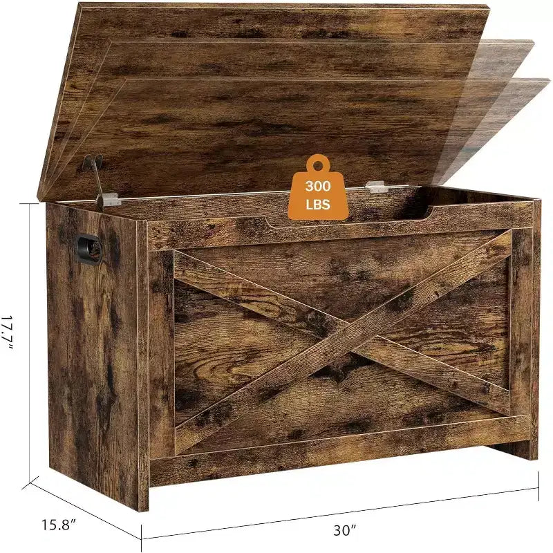 Panca contenitore in legno da 30 pollici con cerniera di sicurezza, ampio baule per scarpe, facile da montare, versatile per ingresso, soggiorno e camera da letto