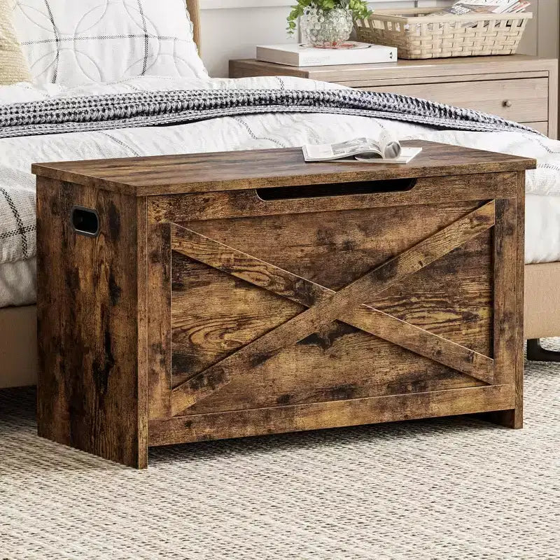 Panca contenitore in legno da 30 pollici con cerniera di sicurezza, ampio baule per scarpe, facile da montare, versatile per ingresso, soggiorno e camera da letto