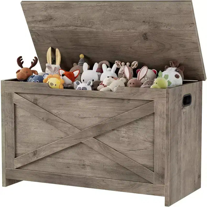 Panca contenitore in legno da 30 pollici con cerniera di sicurezza, ampio baule per scarpe, facile da montare, versatile per ingresso, soggiorno e camera da letto