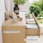 Cassettiera Acekool a 8 cassetti con scanalature, mobile contenitore curvo in rovere naturale per camera da letto, soggiorno, ingresso