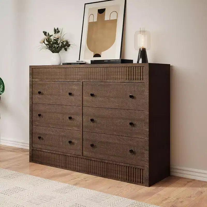 Acekool Cassettiera, Comodino Moderno con Scanalature, Organizzatore Contenitore in Legno per Camera da Letto Soggiorno