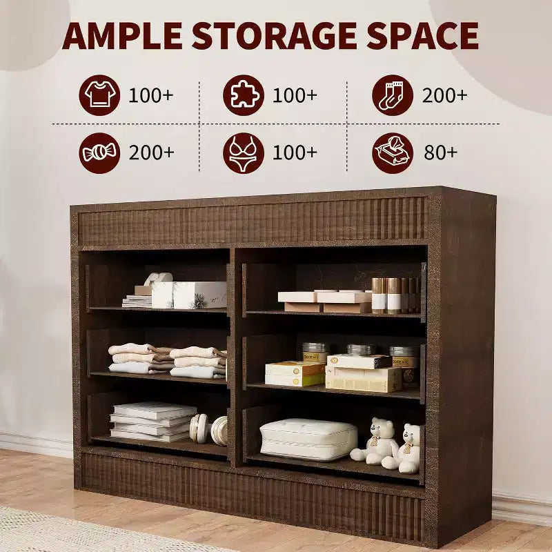 Acekool Cassettiera, Comodino Moderno con Scanalature, Organizzatore Contenitore in Legno per Camera da Letto Soggiorno
