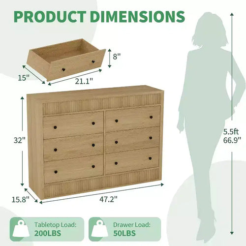 Acekool Cassettiera, Comodino Moderno con Scanalature, Organizzatore Contenitore in Legno per Camera da Letto Soggiorno