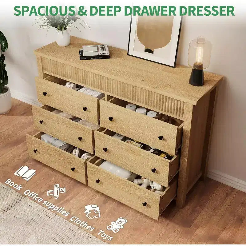 Acekool Cassettiera, Comodino Moderno con Scanalature, Organizzatore Contenitore in Legno per Camera da Letto Soggiorno