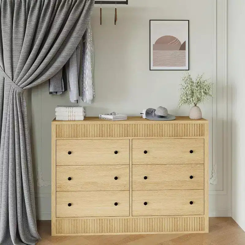 Acekool Cassettiera, Comodino Moderno con Scanalature, Organizzatore Contenitore in Legno per Camera da Letto Soggiorno