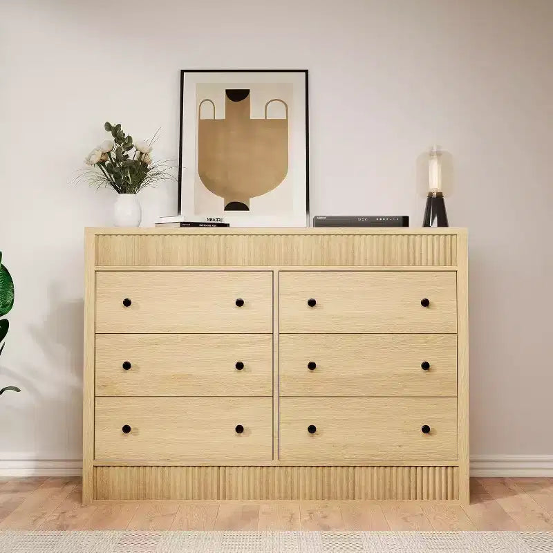 Acekool Cassettiera, Comodino Moderno con Scanalature, Organizzatore Contenitore in Legno per Camera da Letto Soggiorno