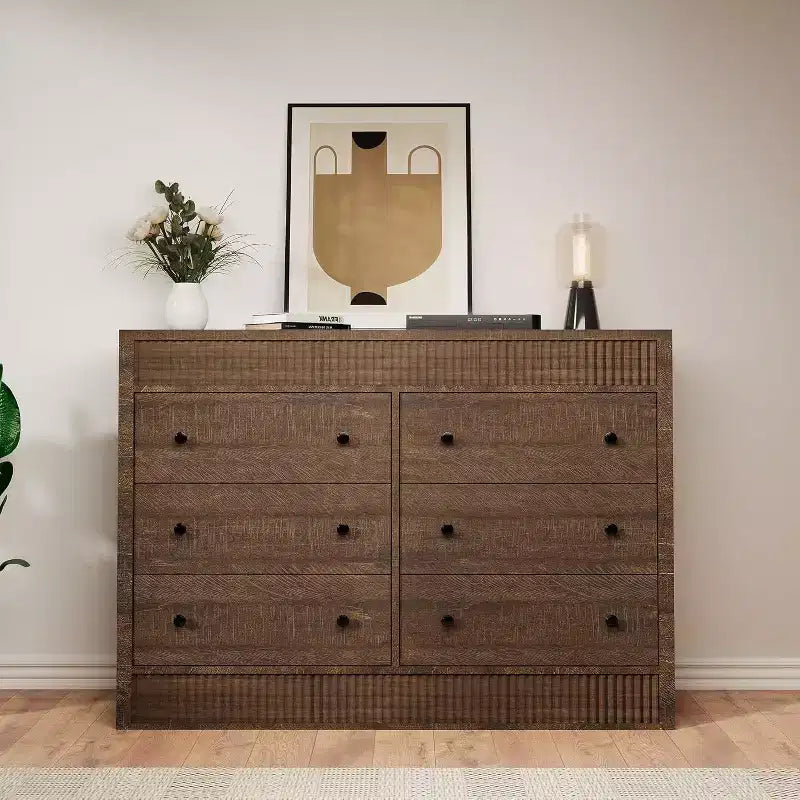 Acekool Cassettiera, Comodino Moderno con Scanalature, Organizzatore Contenitore in Legno per Camera da Letto Soggiorno