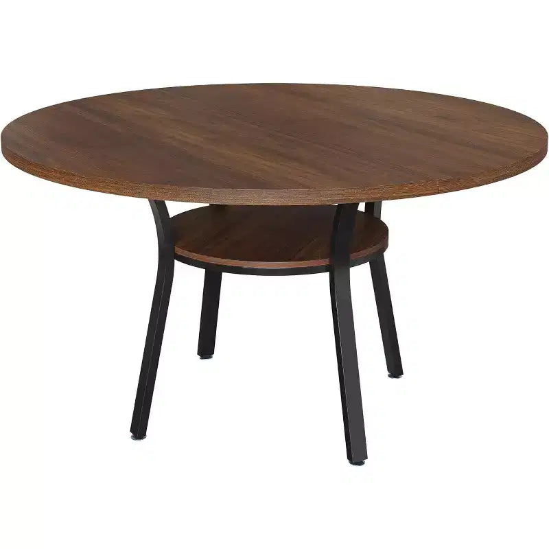 Acekool Tavolo da Pranzo Rotondo da 47 Pollici per 4-6 Persone, Tavolo Circolare con Ripiano Portaoggetti, Gambe in Metallo, per Cucina Soggiorno Sala da Pranzo