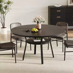 Acekool 47 Inch Round Dining Table for 4-6, Circle Table with Storage Shelf, Metal Legs, for Kitchen Living Room Dining