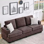 Divano a 3 posti Moderno 89 pollici per Soggiorno, Comodo Divano con Seduta Profonda, Divano in ciniglia con Portabicchieri e Tasche Laterali per Appartamento o Lounge