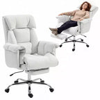 HOMCOM High Back Office Chair, Reclining Desk Chair with Footrest, Thick Cushion, High Resilience Foam, Adjustable Height, Rolling Wheels
