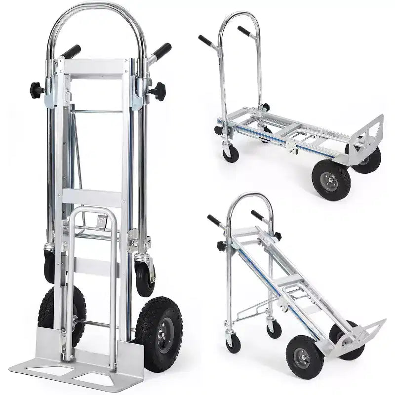 Convertible Hand Truck 700 LBS, Folding Platform Truck Dolly with 4-Wheel Design and Adjustable Telescoping Handle for Warehouse, Home, Garden
