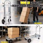 Carrello a mano convertibile da 317 kg, carrello a piattaforma pieghevole con design a 4 ruote e maniglia telescopica regolabile per magazzino, casa, giardino