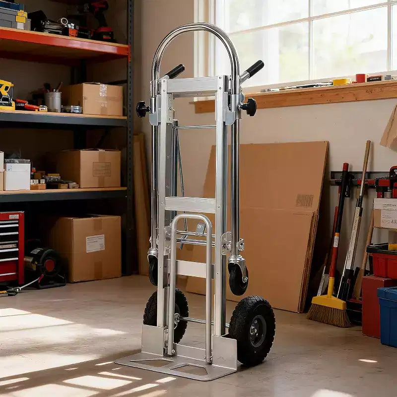 Carrello a mano convertibile da 317 kg, carrello a piattaforma pieghevole con design a 4 ruote e maniglia telescopica regolabile per magazzino, casa, giardino