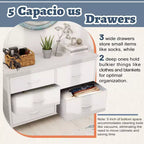 JIONJOY Comodino a 5 cassetti in tessuto - Organizer facile da montare per camera da letto, armadio e ufficio, telaio moderno in ferro battuto