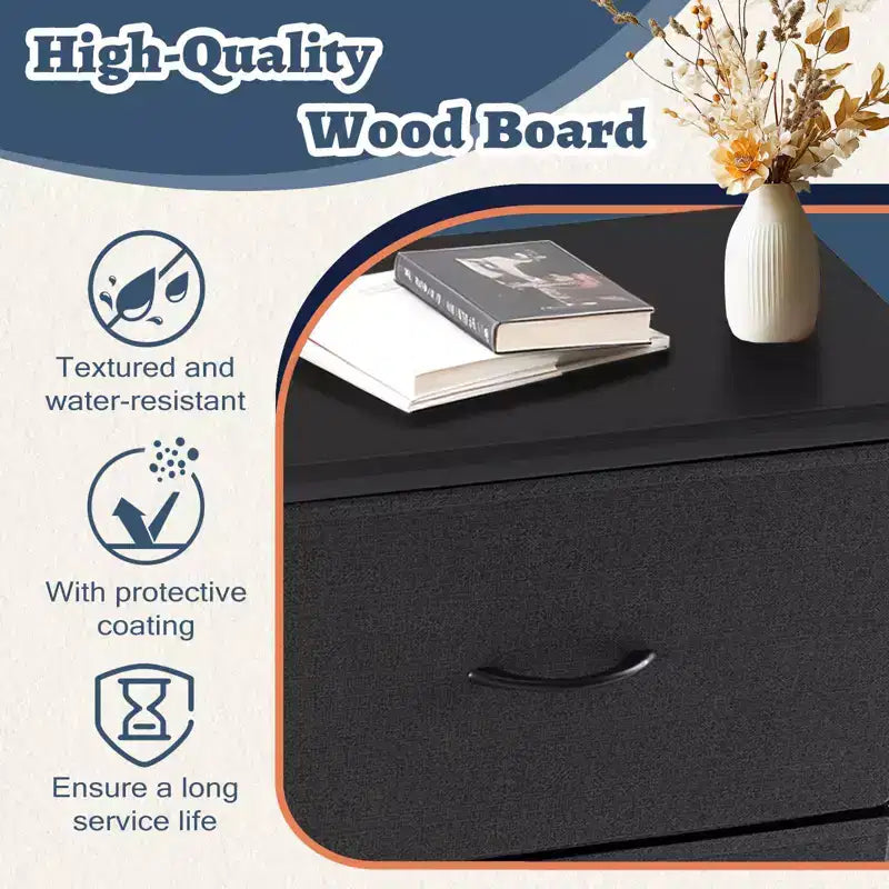 JIONJOY Comodino a 5 cassetti in tessuto - Organizer facile da montare per camera da letto, armadio e ufficio, telaio moderno in ferro battuto