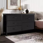 JIONJOY 5-Drawer Fabric Storage Dresser - Easy Assembly Organizer for Bedroom, Closet & Office, Modern Wrought Iron Frame